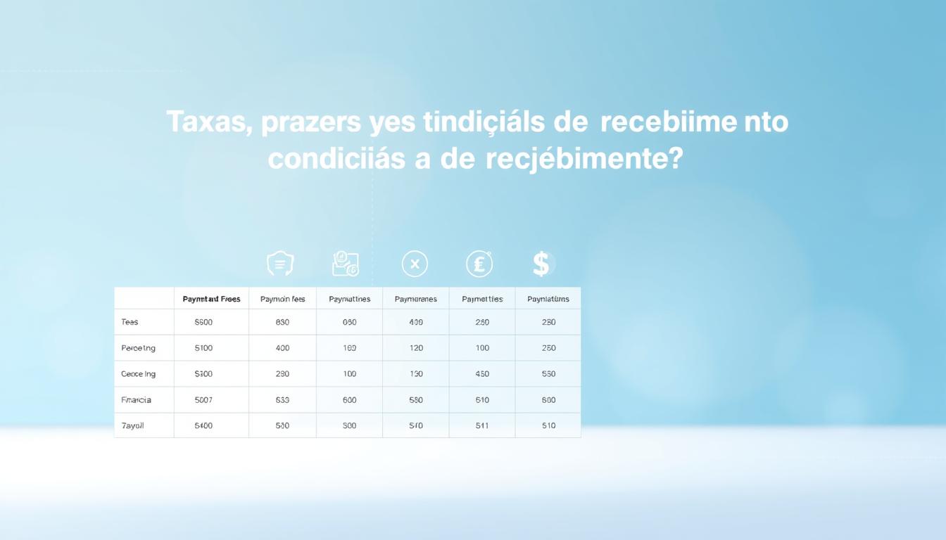 taxas e prazos de recebimento taxas e prazos de recebimento