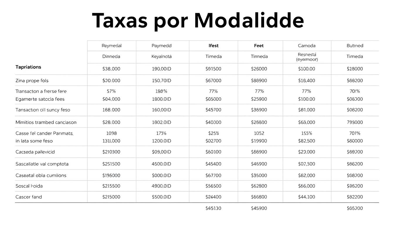 taxas por modalidade taxas por modalidade