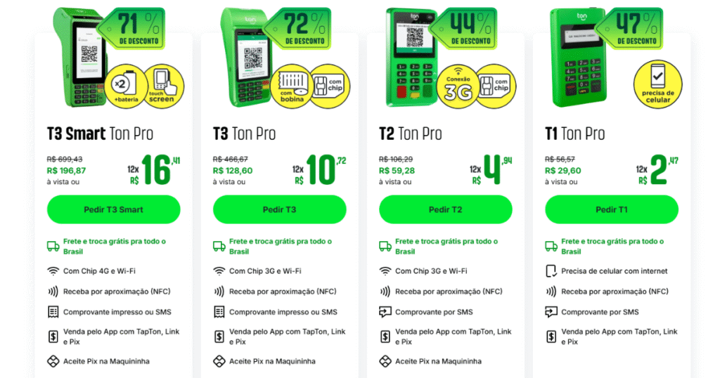 Quanto é a taxa do Ton?