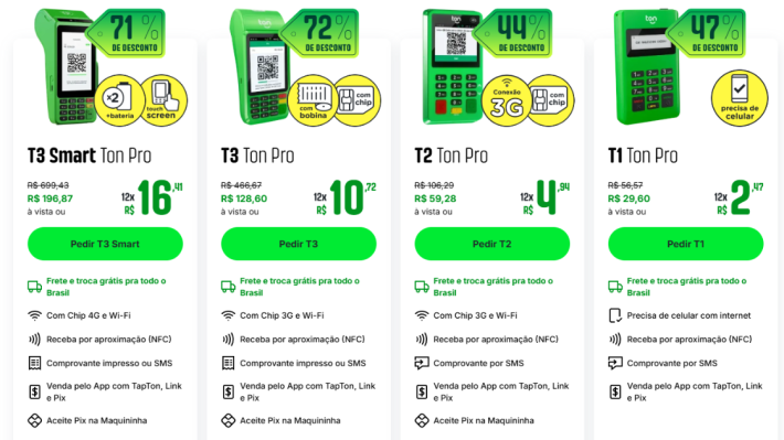 Quanto é a taxa do Ton?