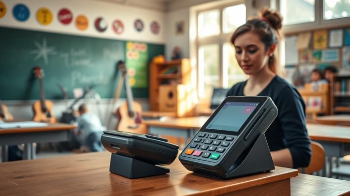 Maquininha em escolas de idiomas e música